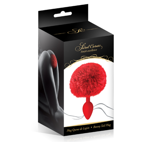 Plugs & Chapelets Anals PLUG QUEUE DE LAPIN POMPON ROUGE DE "SWEET CARESS"