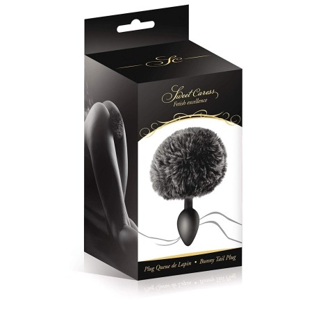 Plugs & Chapelets Anals PLUG QUEUE DE LAPIN POMPON NOIR DE "SWEET CARESS"