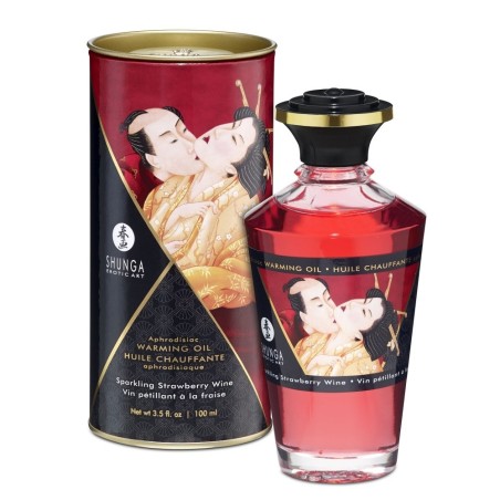 Bien-être HUILE DE MASSAGE COMESTIBLE "SHUNGA" parfum Vin Petillant a la Fraise