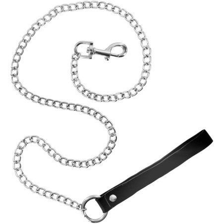 ACCESSOIRES LAISSE METAL ET POIGNET CUIR DE "FETISHTENTATION" 115 CM