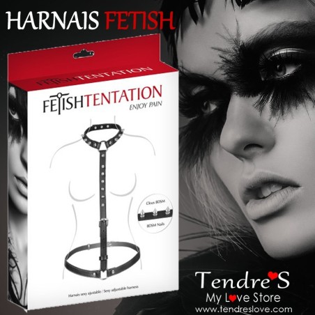 ACCESSOIRES HARNAIS SEXY AJUSTABLE COU ET TAILLE DE "FETISHTENTATION"