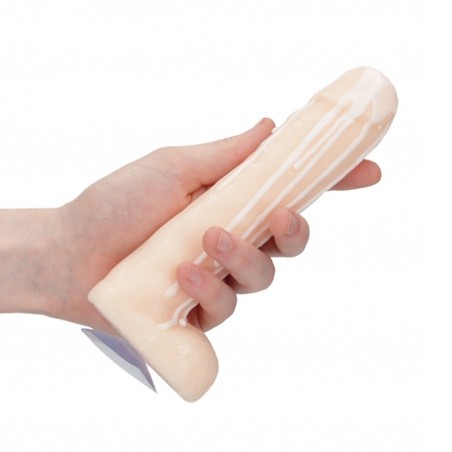 Jeux et Livres  SAVON A VENTOUSE CLAIR 17 CM AVEC COULEE SPERME EN FORME DE SEXE D HOMME