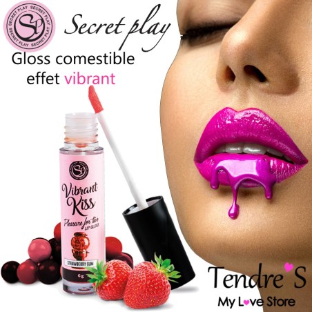 Bien-être GLOSS COMESTIBLE EFFET VIBRANT AU CHEWING GUM FRAISE DE "SECRET PLAY"