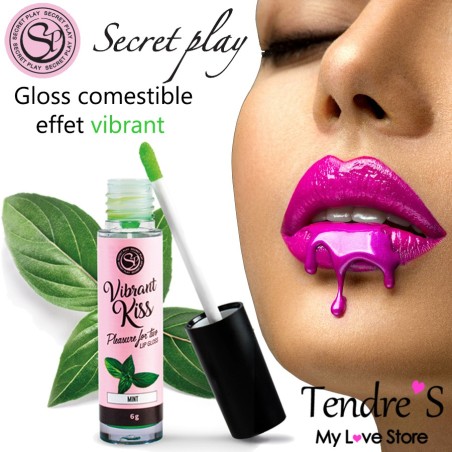 Bien-être GLOSS COMESTIBLE EFFET VIBRANT A LA MENTHE DE "SECRET PLAY"