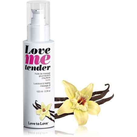 Bien-être HUILE DE MASSAGE "LOVE ME TENDER" COMESTIBLE A EFFET CHAUFFANT parfum vanille