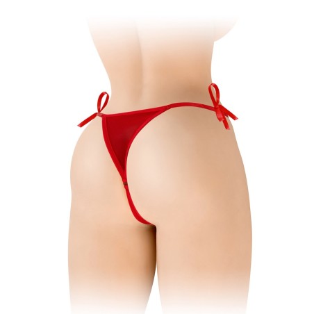 Lingerie STRING ROUGE OUVERT "STELLA" A DENTELLE ET A NOEUDS DE "FASHION SECRET"