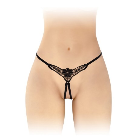 Lingerie Femme STRING NOIR OUVERT "DANUTA" A DENTELLE DE "FASHION SECRET"