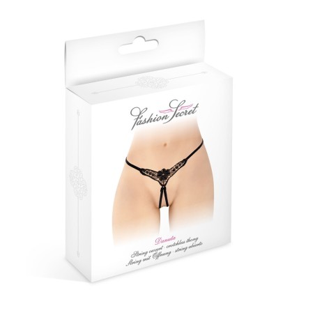 Lingerie Femme STRING NOIR OUVERT "DANUTA" A DENTELLE DE "FASHION SECRET"