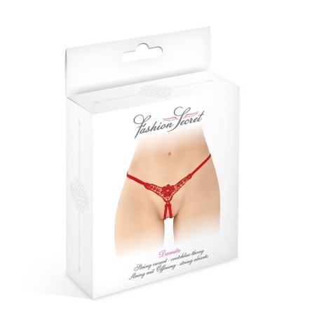 Lingerie Femme STRING ROUGE OUVERT "DANUTA" A DENTELLE DE "FASHION SECRET"